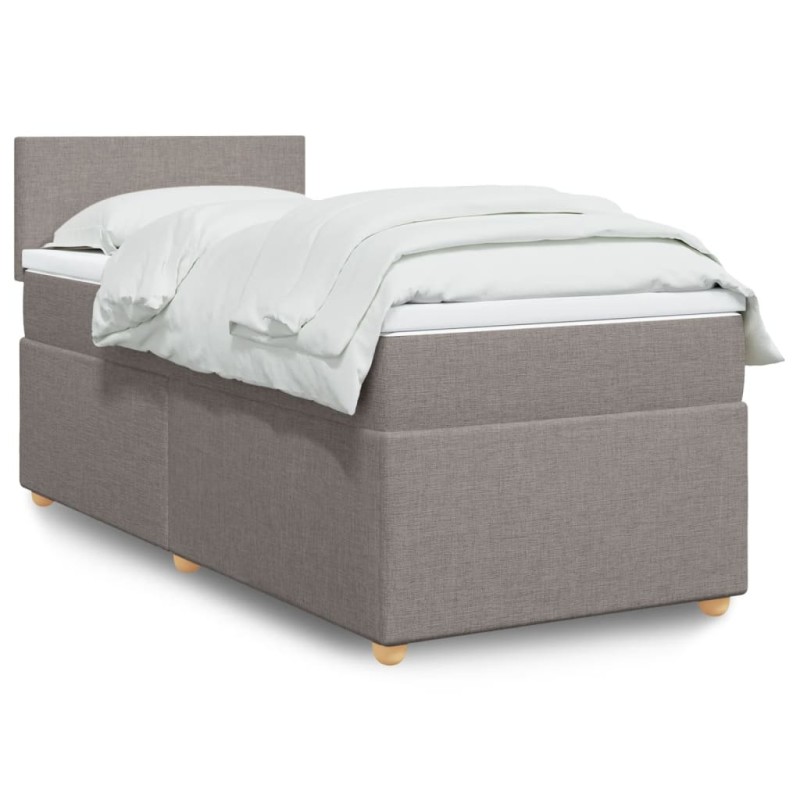 vidaXL Boxspringbett mit Matratze Taupe 90x190 cm Stoff vidaXL Boxspringbett mit Matratze Taupe 90x190 cm Stoff
