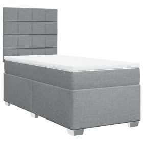 vidaXL Boxspringbett mit Matratze Hellgrau 90x200 cm Stoff