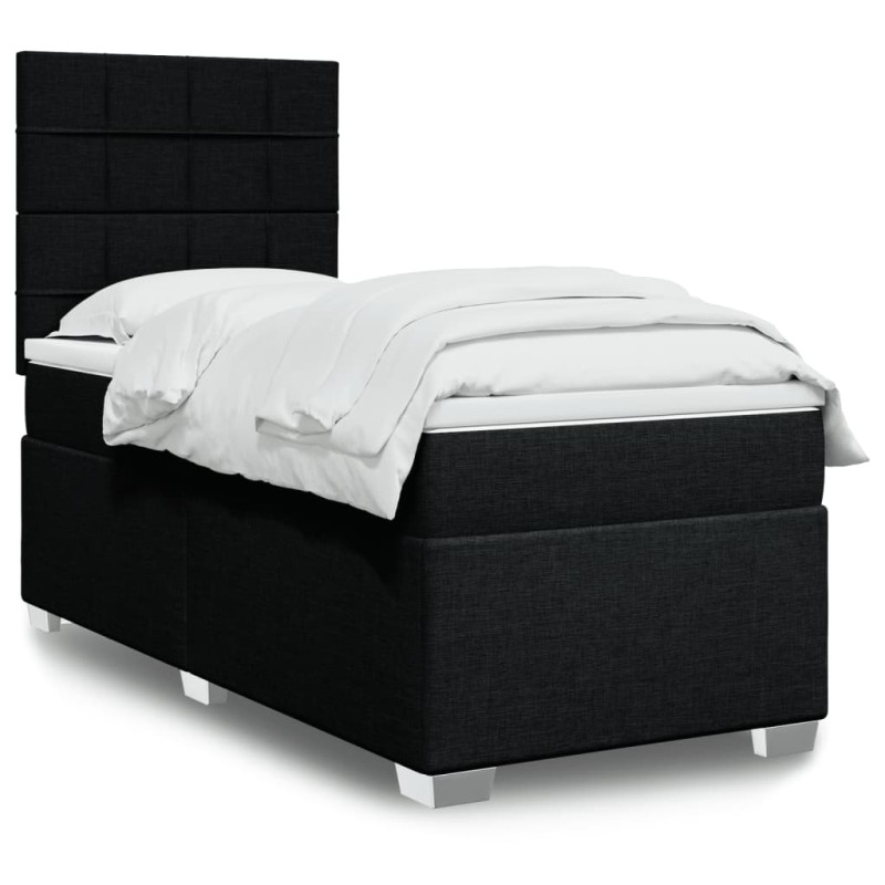 vidaXL Boxspringbett mit Matratze Schwarz 90x200 cm Stoff vidaXL Boxspringbett mit Matratze Schwarz 90x200 cm Stoff