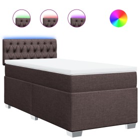 vidaXL Boxspringbett mit Matratze Dunkelbraun 90x190 cm Stoff