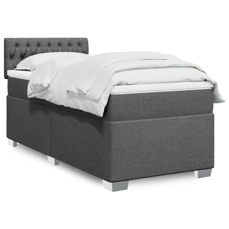 vidaXL Boxspringbett mit Matratze Dunkelgrau 90x200 cm Stoff vidaXL Boxspringbett mit Matratze Dunkelgrau 90x200 cm Stoff