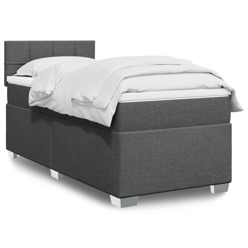 vidaXL Boxspringbett mit Matratze Dunkelgrau 100x200 cm Stoff vidaXL Boxspringbett mit Matratze Dunkelgrau 100x200 cm Stoff