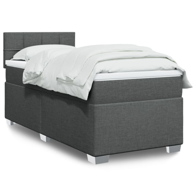 vidaXL Boxspringbett mit Matratze Dunkelgrau 90x200 cm Stoff vidaXL Boxspringbett mit Matratze Dunkelgrau 90x200 cm Stoff