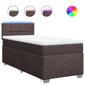 vidaXL Boxspringbett mit Matratze Dunkelbraun 100x200 cm Stoff