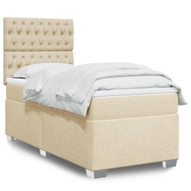vidaXL Boxspringbett mit Matratze Creme 80x200 cm Stoff