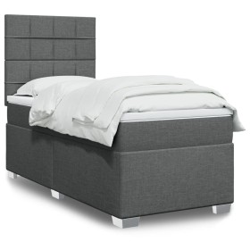 vidaXL Boxspringbett mit Matratze Dunkelgrau 100x200 cm Stoff