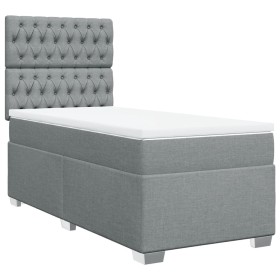 vidaXL Boxspringbett mit Matratze Hellgrau 90x190 cm Stoff