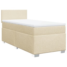 vidaXL Boxspringbett mit Matratze Creme 80x200 cm Stoff