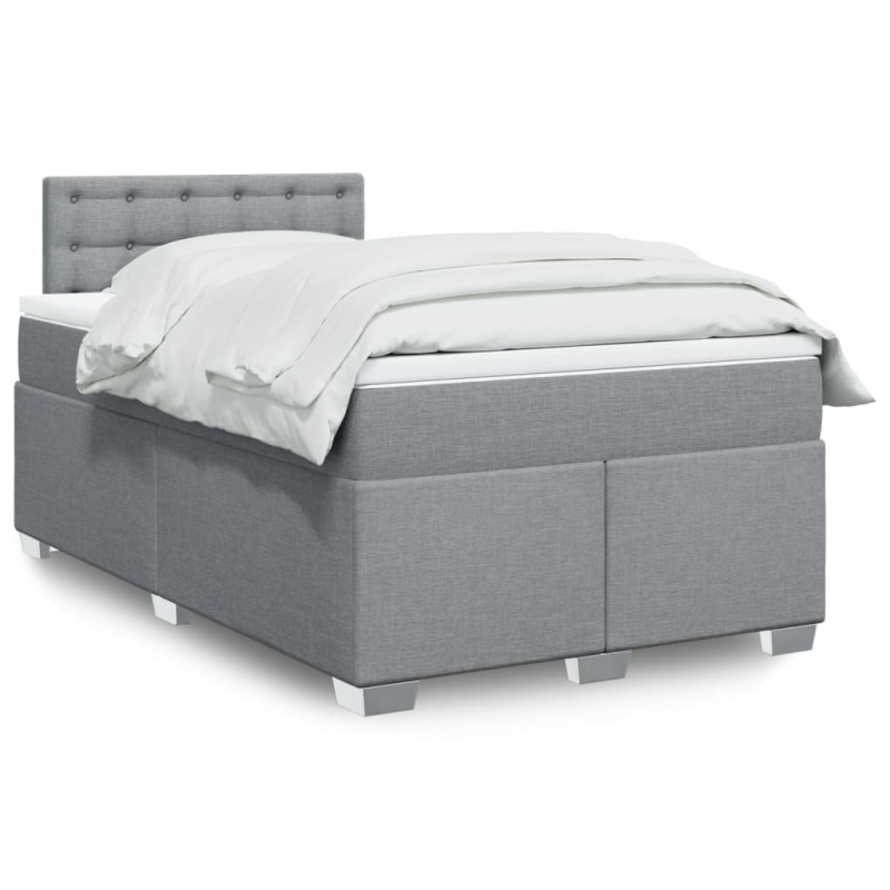 vidaXL Boxspringbett mit Matratze Hellgrau 120x200 cm Stoff vidaXL Boxspringbett mit Matratze Hellgrau 120x200 cm Stoff