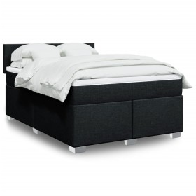 vidaXL Boxspringbett mit Matratze Schwarz 140x200 cm Stoff