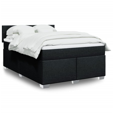 vidaXL Boxspringbett mit Matratze Schwarz 140x200 cm Stoff