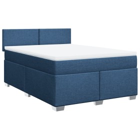 vidaXL Boxspringbett mit Matratze Blau 160x200 cm Stoff