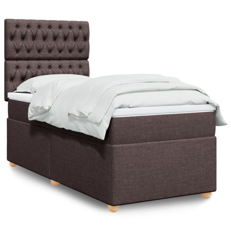 vidaXL Boxspringbett mit Matratze Dunkelbraun 80x200 cm Stoff vidaXL Boxspringbett mit Matratze Dunkelbraun 80x200 cm Stoff