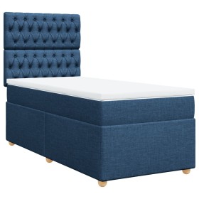 vidaXL Boxspringbett mit Matratze Blau 80x200 cm Stoff