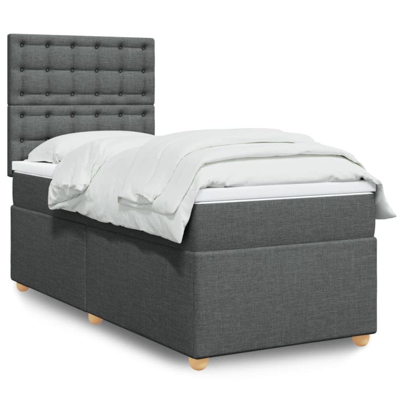 vidaXL Boxspringbett mit Matratze Dunkelgrau 80x200 cm Stoff vidaXL Boxspringbett mit Matratze Dunkelgrau 80x200 cm Stoff
