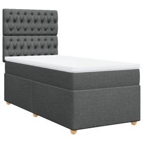 vidaXL Boxspringbett mit Matratze Dunkelgrau 90x190 cm Stoff