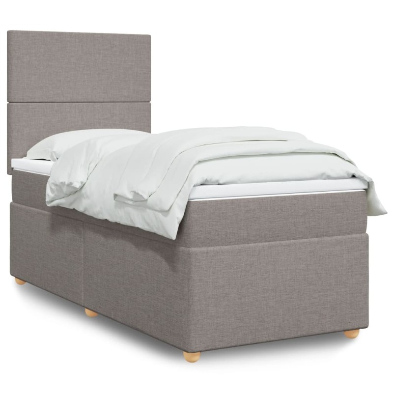 vidaXL Boxspringbett mit Matratze Taupe 90x200 cm Stoff vidaXL Boxspringbett mit Matratze Taupe 90x200 cm Stoff