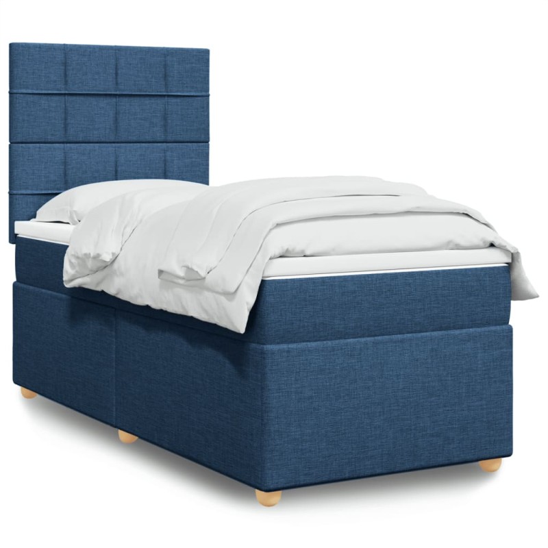 vidaXL Boxspringbett mit Matratze Blau 90x200 cm Stoff vidaXL Boxspringbett mit Matratze Blau 90x200 cm Stoff