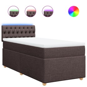 vidaXL Boxspringbett mit Matratze Dunkelbraun 90x190 cm Stoff