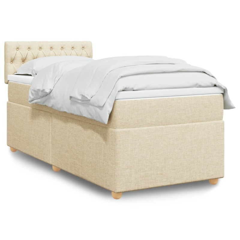 vidaXL Boxspringbett mit Matratze Creme 90x190 cm Stoff vidaXL Boxspringbett mit Matratze Creme 90x190 cm Stoff