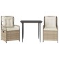 vidaXL 3-tlg. Garten-Essgruppe mit Kissen Beige Poly Rattan vidaXL 3-tlg. Garten-Essgruppe mit Kissen Beige Poly Rattan