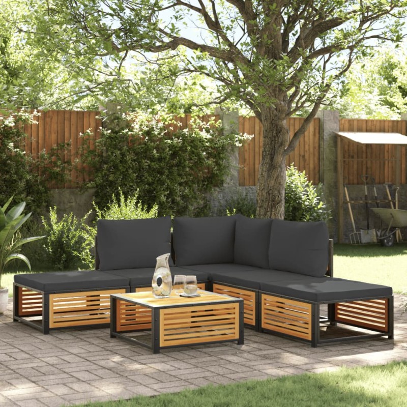 vidaXL 6-tlg. Garten-Sofagarnitur mit Kissen Massivholz Akazie vidaXL 6-tlg. Garten-Sofagarnitur mit Kissen Massivholz Akazie