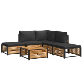 vidaXL 6-tlg. Garten-Sofagarnitur mit Kissen Massivholz Akazie