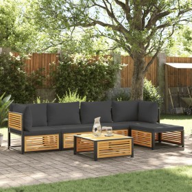vidaXL 6-tlg. Garten-Sofagarnitur mit Kissen Massivholz Akazie