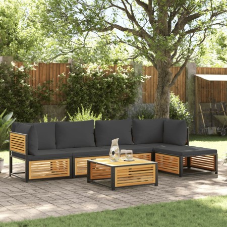 vidaXL 6-tlg. Garten-Sofagarnitur mit Kissen Massivholz Akazie
