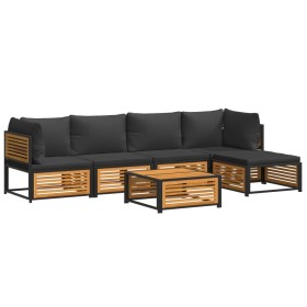 vidaXL 6-tlg. Garten-Sofagarnitur mit Kissen Massivholz Akazie