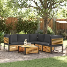 vidaXL 6-tlg. Garten-Sofagarnitur mit Kissen Massivholz Akazie