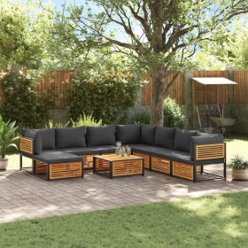 vidaXL 9-tlg. Garten-Sofagarnitur mit Kissen Massivholz Akazie