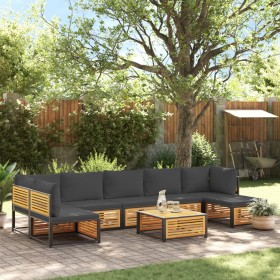 vidaXL 8-tlg. Garten-Sofagarnitur mit Kissen Massivholz Akazie