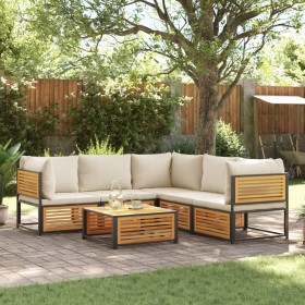 vidaXL 6-tlg. Garten-Sofagarnitur mit Kissen Massivholz Akazie