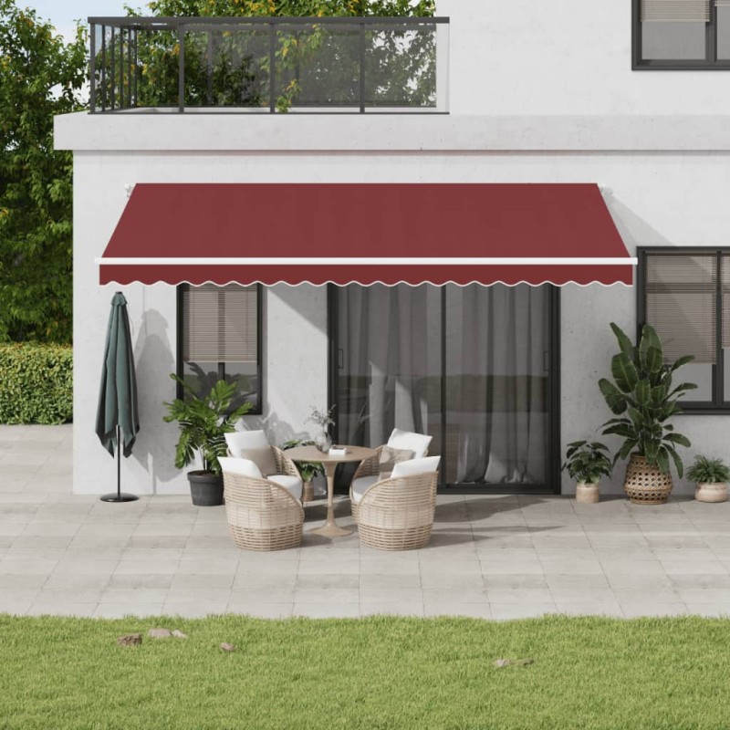 vidaXL Markise Manuell mit LED Weinrot 500x300 cm vidaXL Markise Manuell mit LED Weinrot 500x300 cm