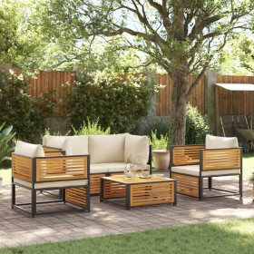 vidaXL 5-tlg. Garten-Sofagarnitur mit Kissen Massivholz Akazie