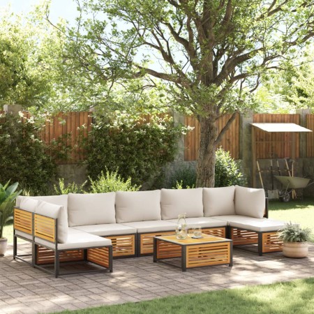 vidaXL 8-tlg. Garten-Sofagarnitur mit Kissen Massivholz Akazie