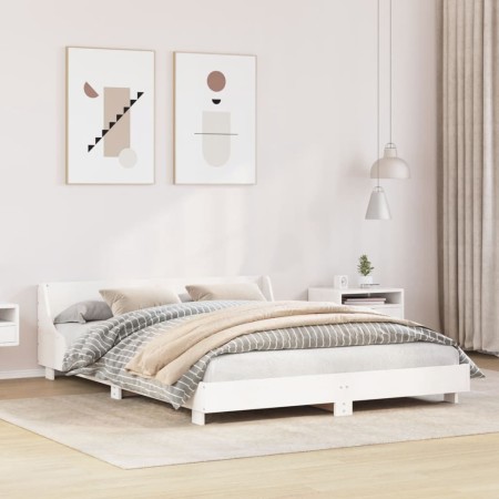 vidaXL Massivholzbett ohne Matratze Weiß 160x200 Kiefernholz
