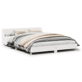 vidaXL Massivholzbett ohne Matratze Weiß 160x200 Kiefernholz