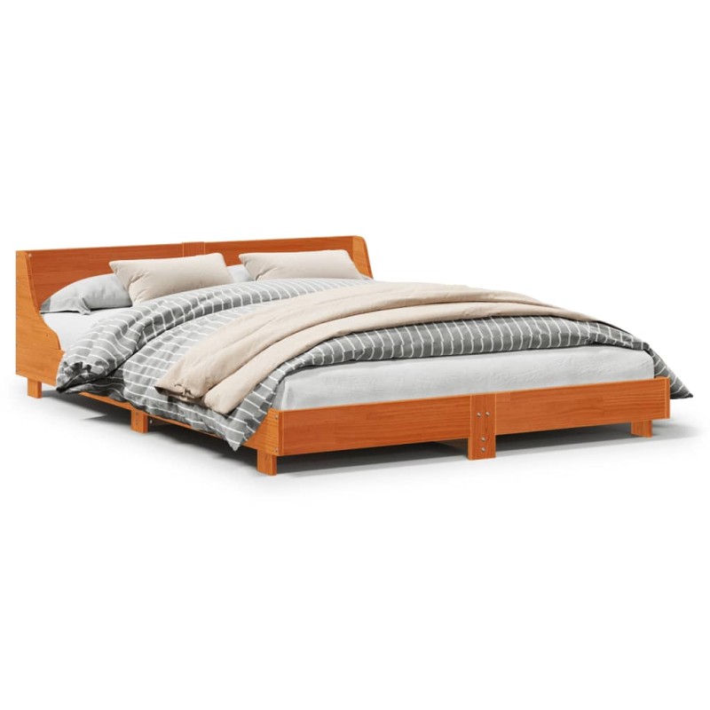 vidaXL Massivholzbett ohne Matratze Wachsbraun 140x190 cm Kiefernholz vidaXL Massivholzbett ohne Matratze Wachsbraun 140x190 cm Kiefernholz
