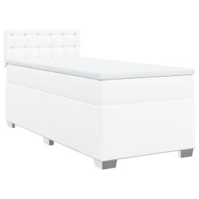 vidaXL Boxspringbett mit Matratze Weiß 90x200 cm Kunstleder
