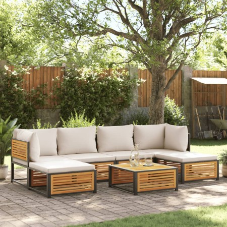vidaXL 7-tlg. Garten-Sofagarnitur mit Kissen Massivholz Akazie