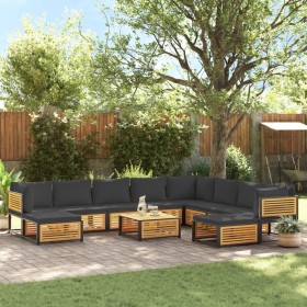 vidaXL 11-tlg. Garten-Sofagarnitur mit Kissen Massivholz Akazie