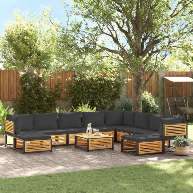 vidaXL 11-tlg. Garten-Sofagarnitur mit Kissen Massivholz Akazie vidaXL 11-tlg. Garten-Sofagarnitur mit Kissen Massivholz Akazie