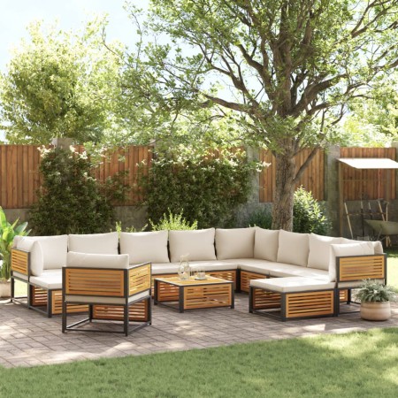 vidaXL 12-tlg. Garten-Sofagarnitur mit Kissen Massivholz Akazie