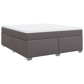 vidaXL Boxspringbett mit Matratze Grau 180x200 cm Kunstleder