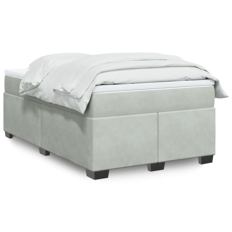 vidaXL Boxspringbett mit Matratze Hellgrau 120x200 cm Samt vidaXL Boxspringbett mit Matratze Hellgrau 120x200 cm Samt