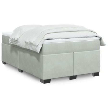 vidaXL Boxspringbett mit Matratze Hellgrau 120x200 cm Samt