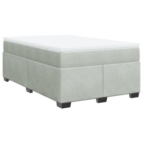 vidaXL Boxspringbett mit Matratze Hellgrau 120x200 cm Samt