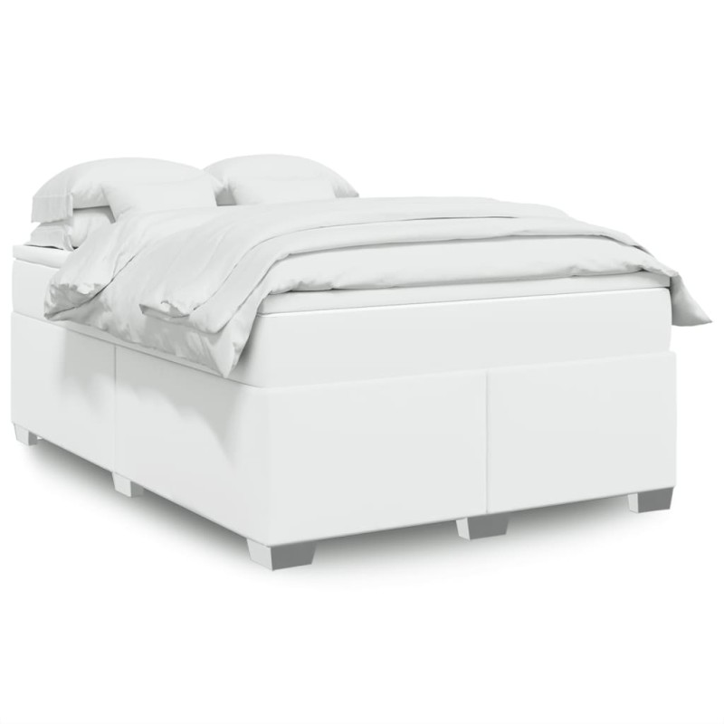 vidaXL Boxspringbett mit Matratze Weiß 140x200 cm Kunstleder vidaXL Boxspringbett mit Matratze Weiß 140x200 cm Kunstleder